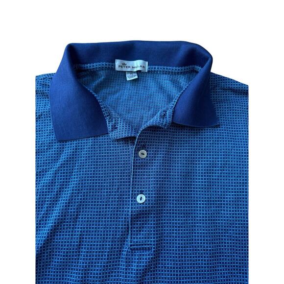 Peter Millar 100% cotton, short sleeve collared shirt, size XL, Blue pattern - Picture 3 of 8